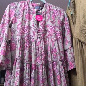 Sweet Sage/Rose Boho Maxi Dress S/M Cotton